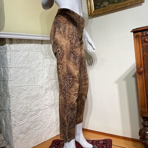 Lauren Ralph Lauren Brown & Tan Snakeskin Print Skinny Ankle Zip Pants - Picture 4 of 14